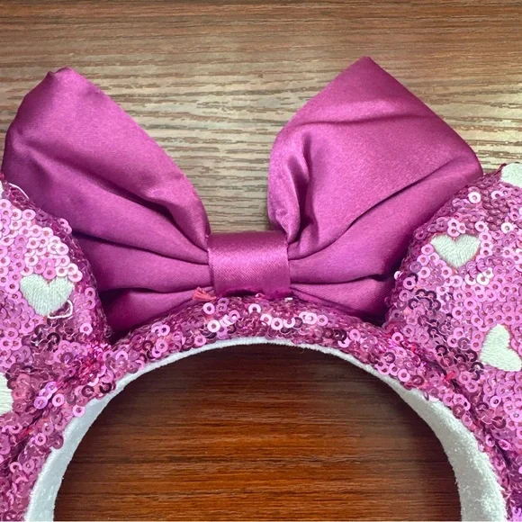 Disney Parks Purple with White Hearts Valentines 2022 Minnie Ears Headband - Picture 8 of 10